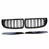 (SET) BMW 3 Series E90 E91 2006-2008 (PRE-LCI) Gloss Black Front Kidney Grill Grille Bumper (SHIPPED)