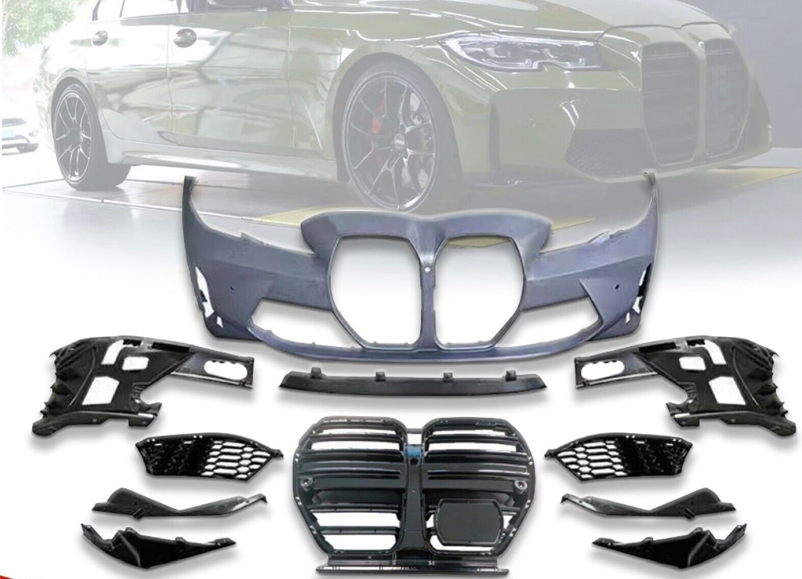 Front Bumper Fit BMW 3 series 19-21 G20 G21 Upgrade To 2022 M3 M4 Style Body Kit
