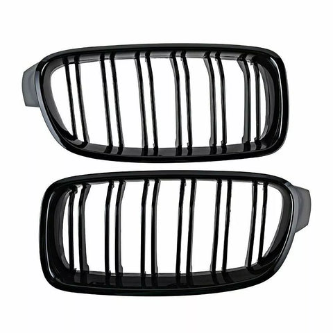 (SET) Gloss Black Front Bumper Kidney Grilles For BMW (F30) (F31) 2012-2018 (SHIPPED)