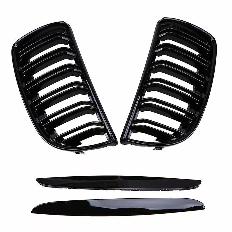 (SET) BMW 3 Series E90 E91 2006-2008 (PRE-LCI)  Gloss Black Front Kidney Grill Grille Bumper (SHIPPED)