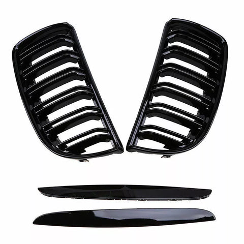 (SET) BMW 3 Series E90 E91 2006-2008 (PRE-LCI)  Gloss Black Front Kidney Grill Grille Bumper (SHIPPED)