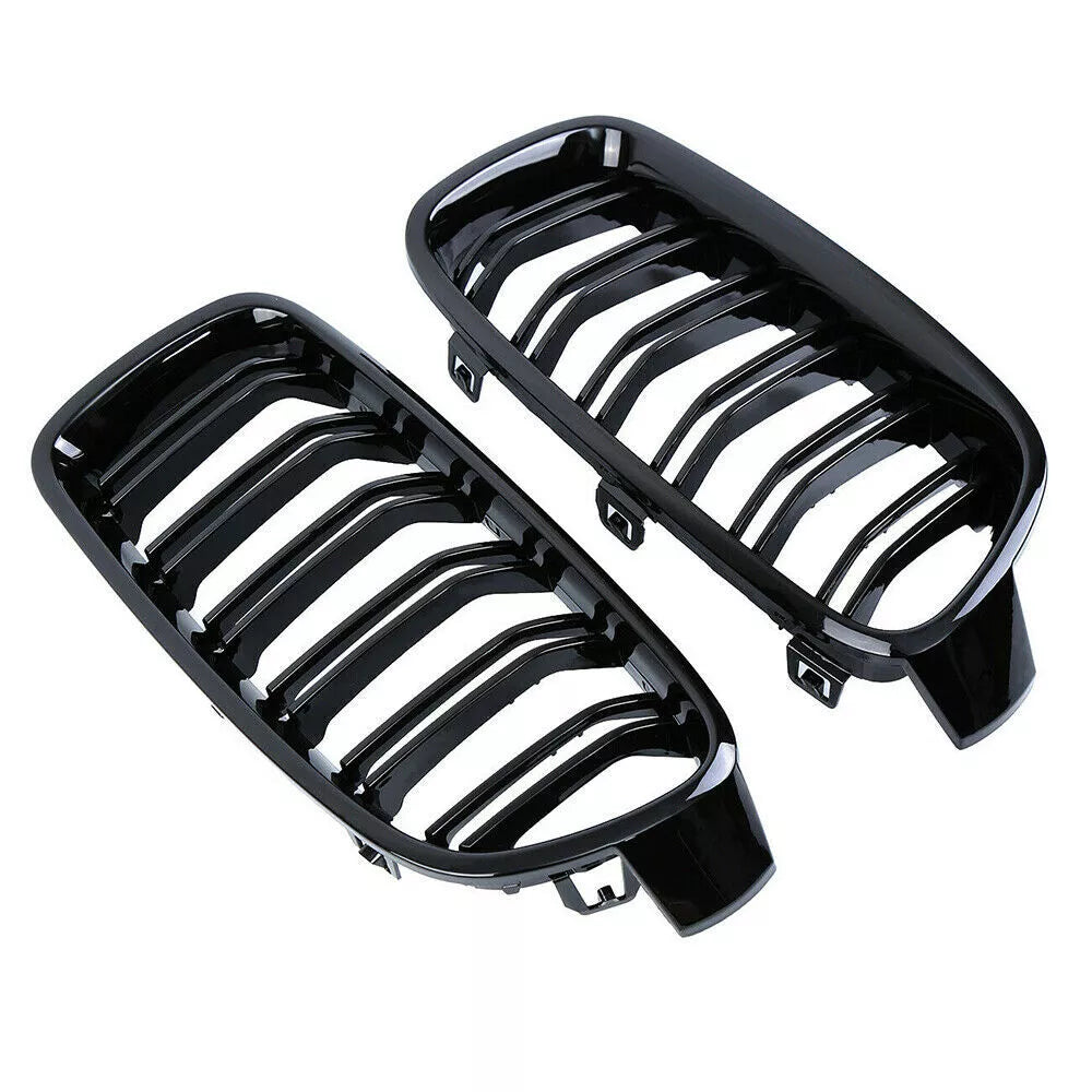 (SET) Gloss Black Front Bumper Kidney Grilles For BMW (F30) (F31) 2012-2018 (SHIPPED)