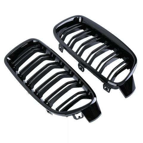 (SET) Gloss Black Front Bumper Kidney Grilles For BMW (F30) (F31) 2012-2018 (SHIPPED)