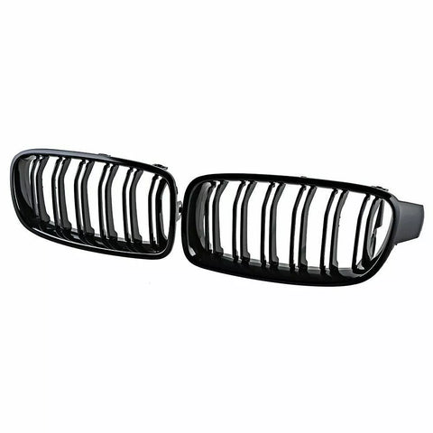 (SET) Gloss Black Front Bumper Kidney Grilles For BMW (F30) (F31) 2012-2018 (SHIPPED)