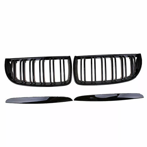 (SET) BMW 3 Series E90 E91 2006-2008 (PRE-LCI)  Gloss Black Front Kidney Grill Grille Bumper (SHIPPED)