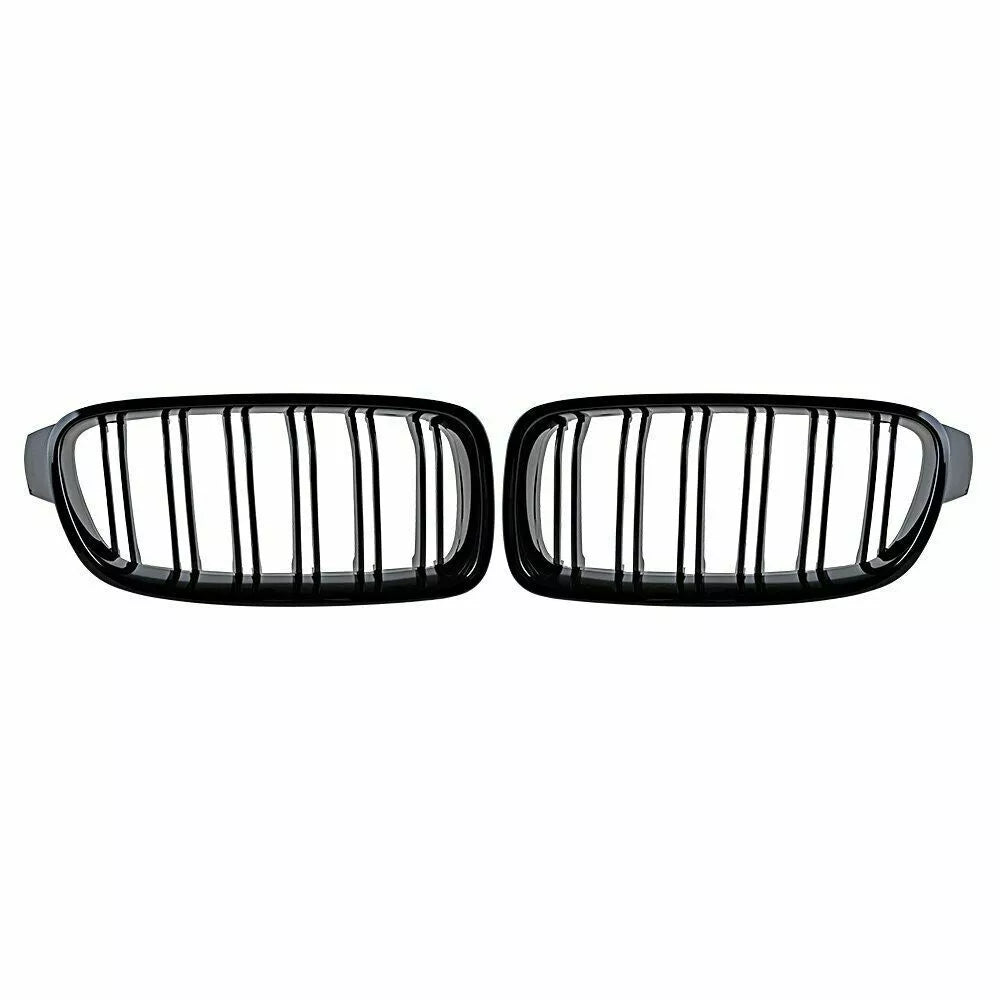 (SET) Gloss Black Front Bumper Kidney Grilles For BMW (F30) (F31) 2012-2018 (SHIPPED)