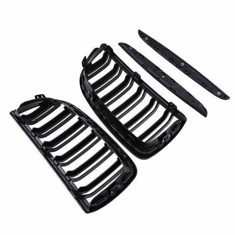 (SET) BMW 3 Series E90 E91 2006-2008 (PRE-LCI)  Gloss Black Front Kidney Grill Grille Bumper (SHIPPED)